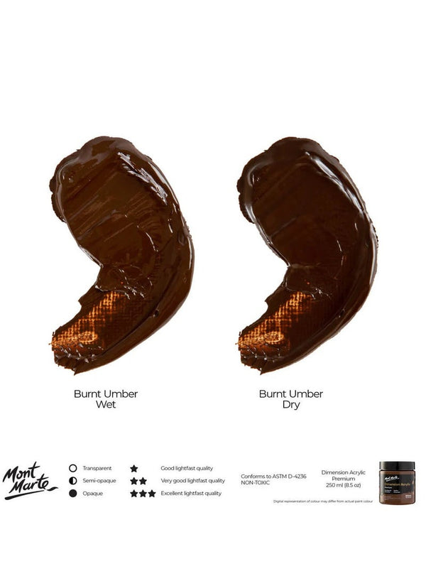 Mont Marte Burnt Umber Acrylic Paint 250ML