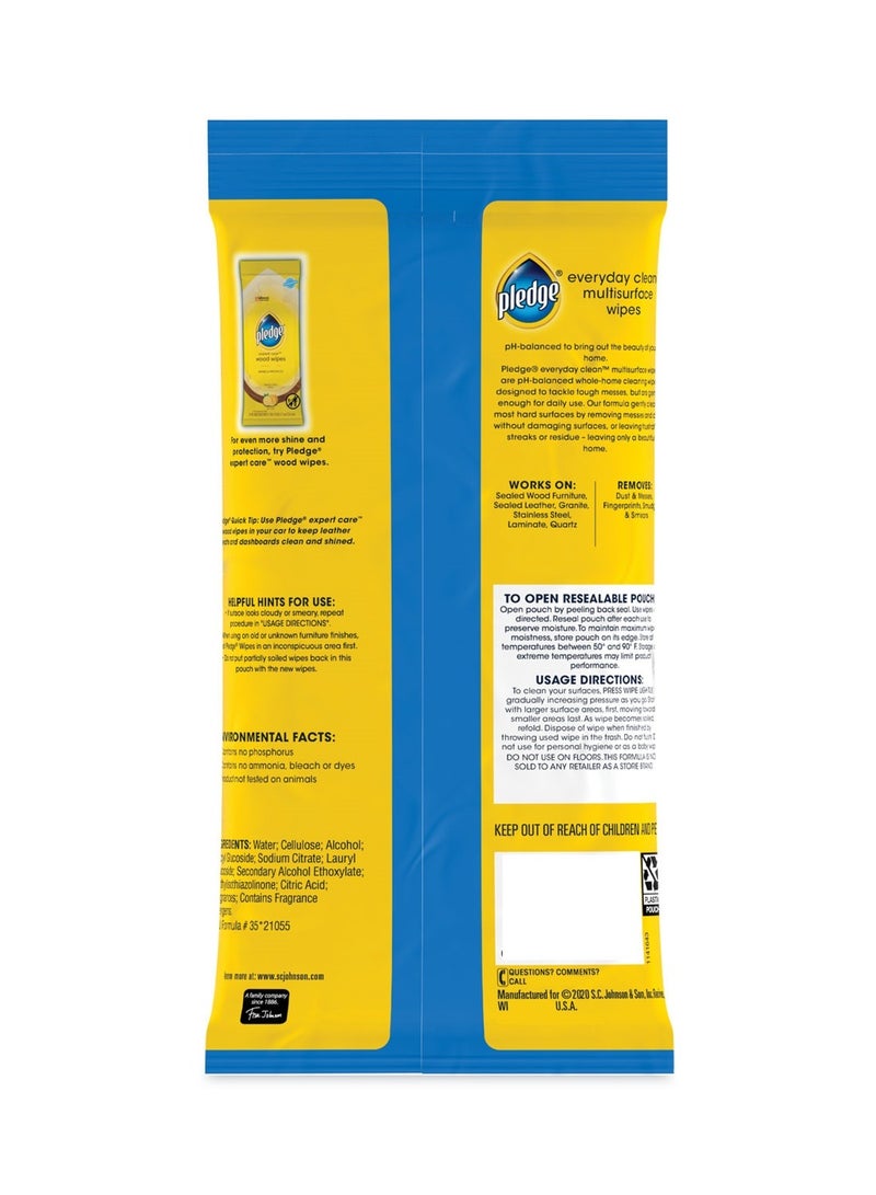 Pledge Multisurface Cleaner Wipes Fresh Citrus