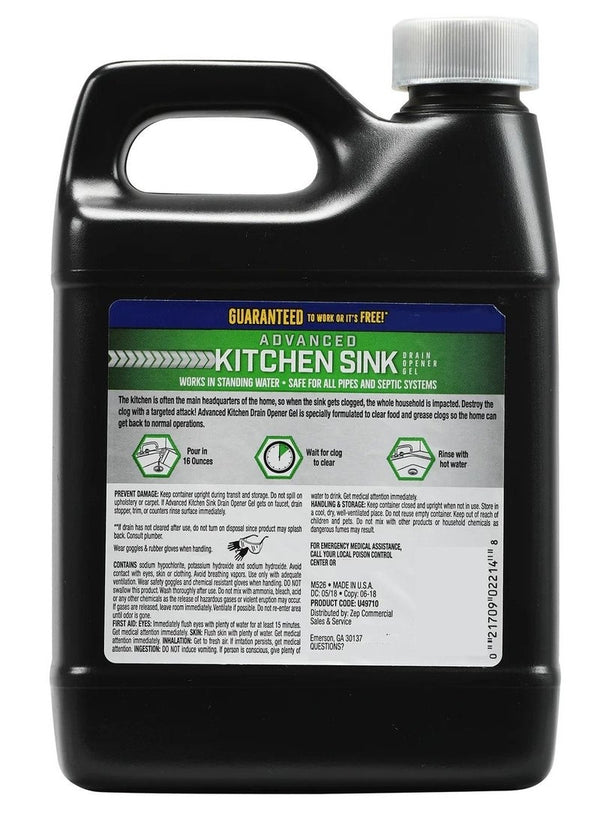 Zep Advanced Kitchen Sink Drain Opener Gel - 32 Oz.
