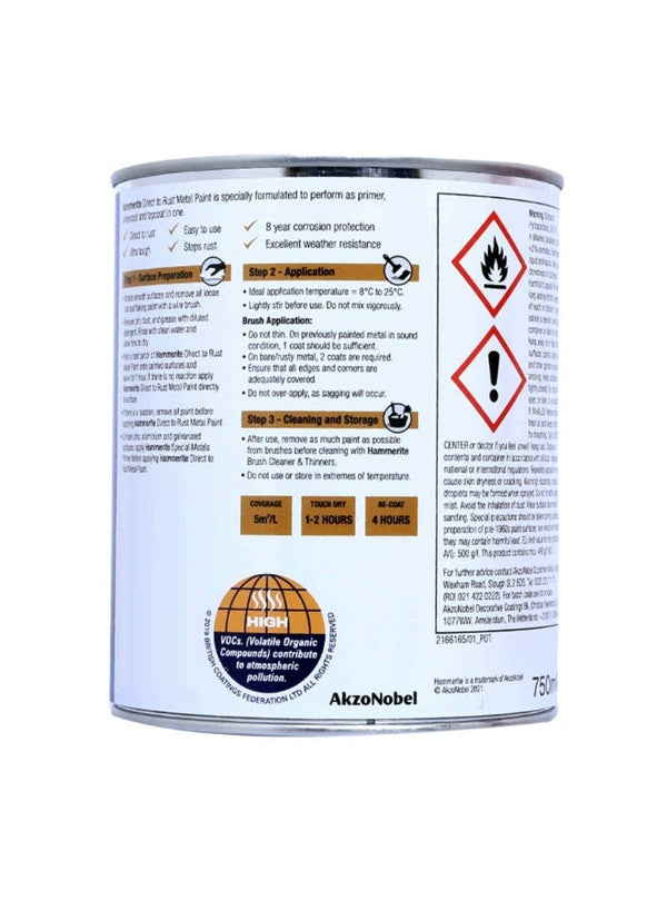 Hammerite Metal Paint Smooth Silver 750 ML