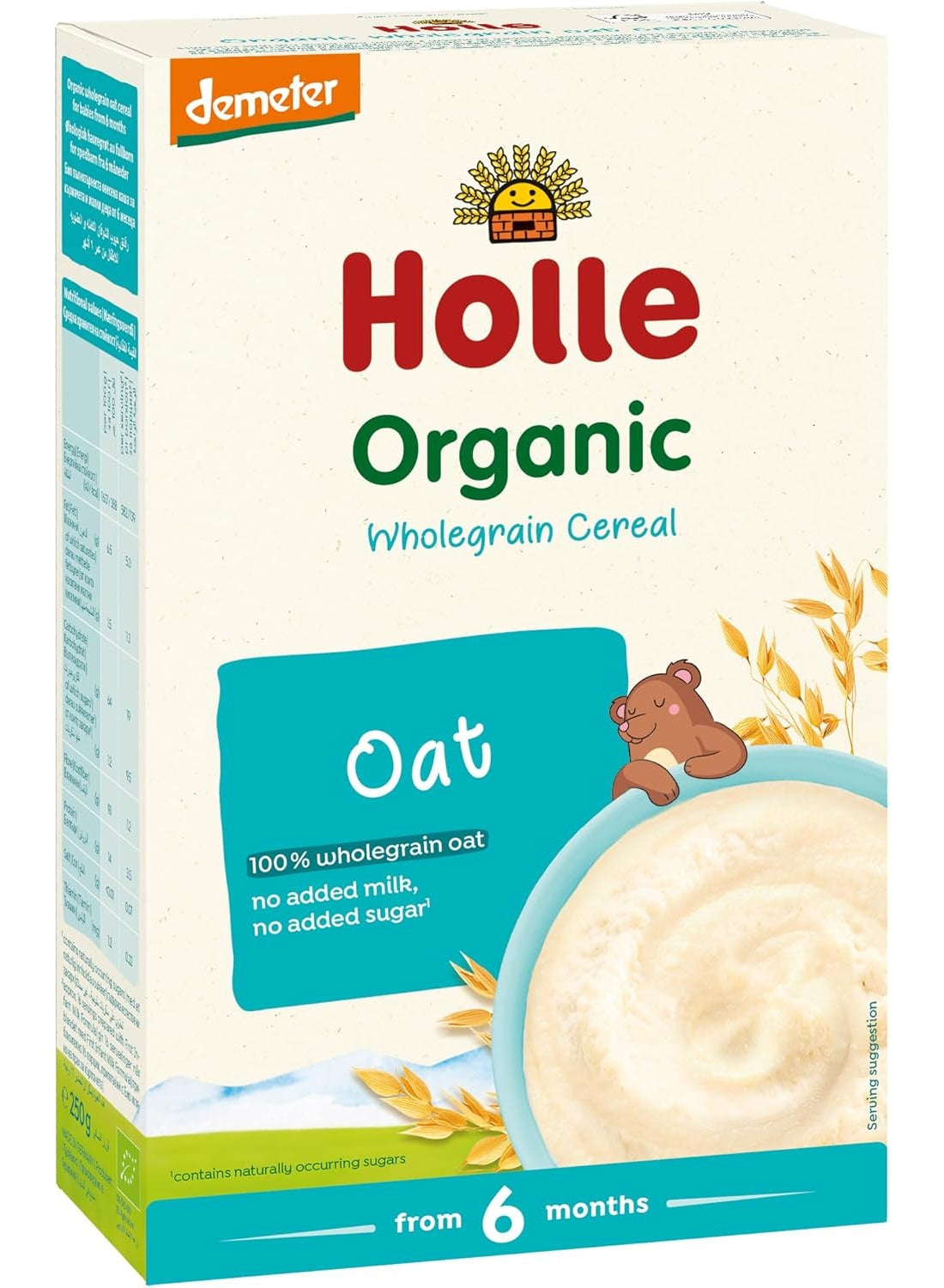 baby key, flaky form, holle, mixed diet, months 250g, natural ingredients, oats cereal, oats usage, organic wholegrain, organic wholegrain oats, stir well, sugar-free, usual add, wholegrain oats, wholegrain oats cereal