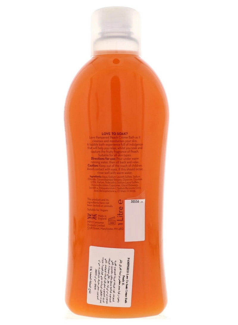 Pampered Love To Soak Peach Crème Bath 1 Litre