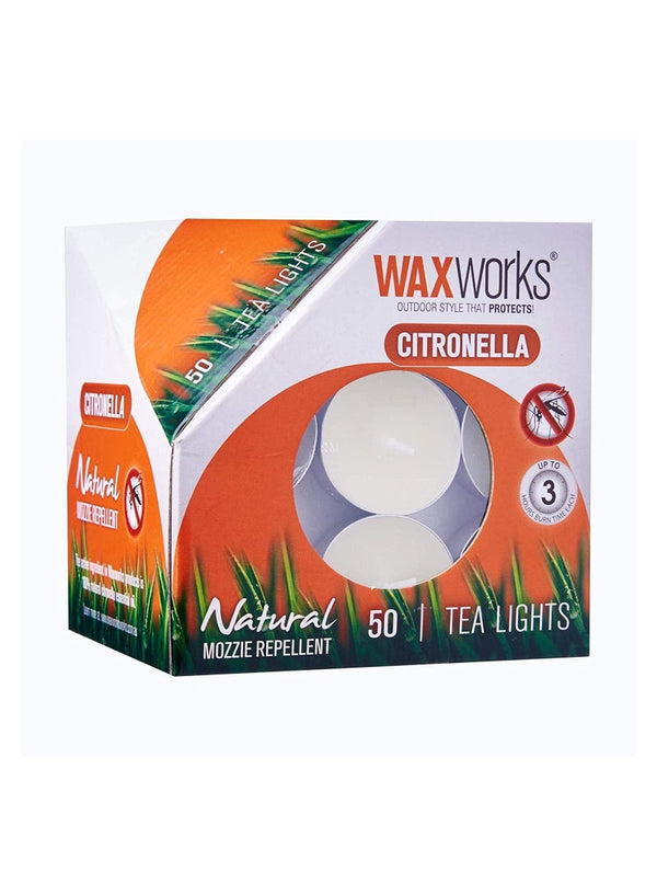 Natural Mosquito Repellent Tea Lights 50 Pcs Waxworks