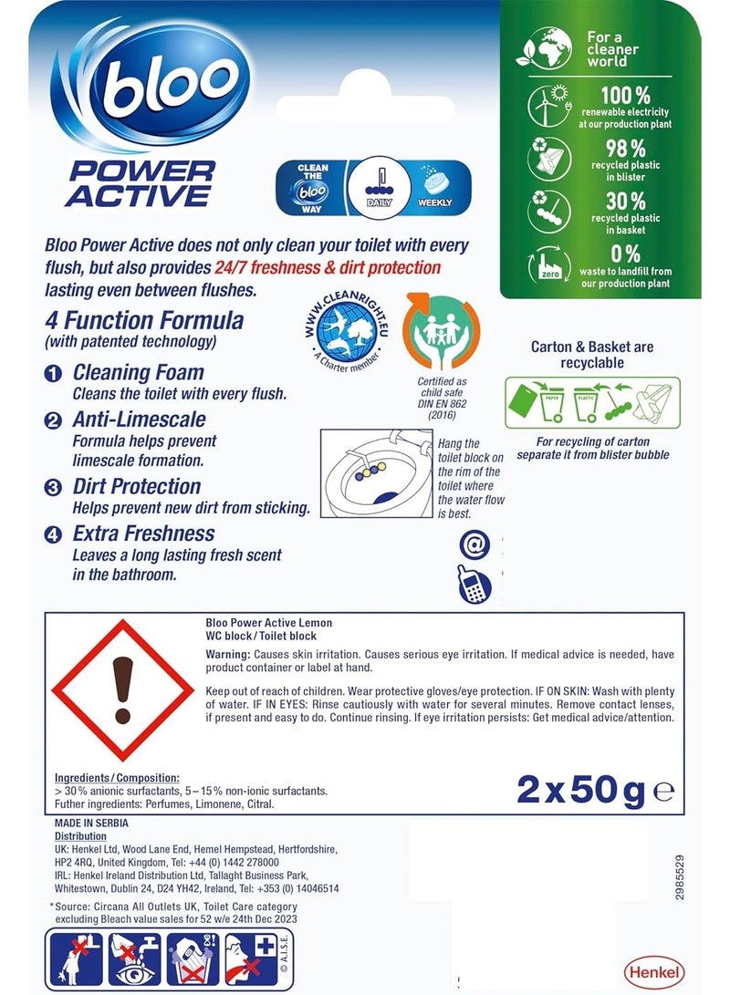 Bloo Power Active Toilet Rim Block Lemon 100g
