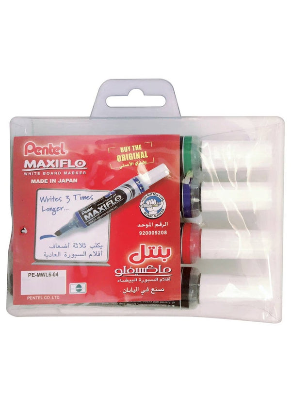 Pentel Maxiflo Chisel Tip Marker Wallet 4 Pcs