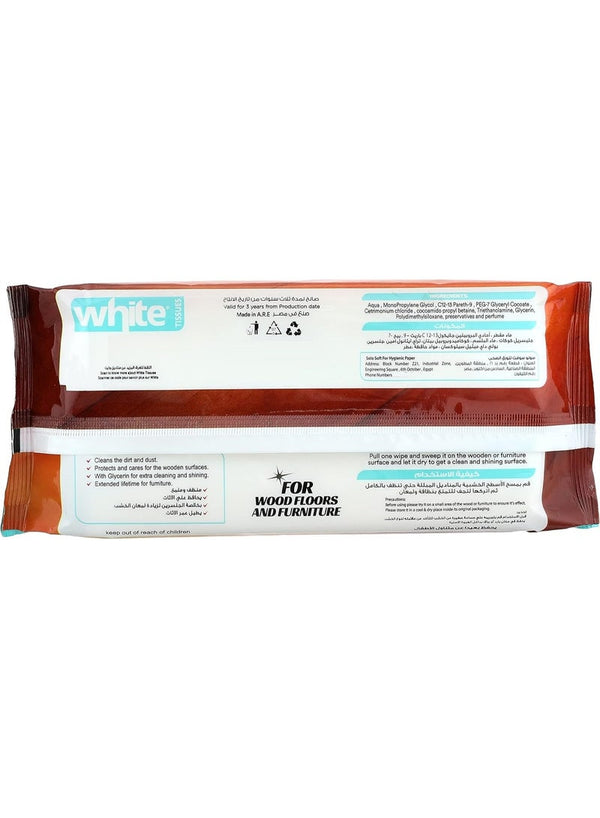 White TISSUES Wooden Furniture Cleaning Wipes 48 Count