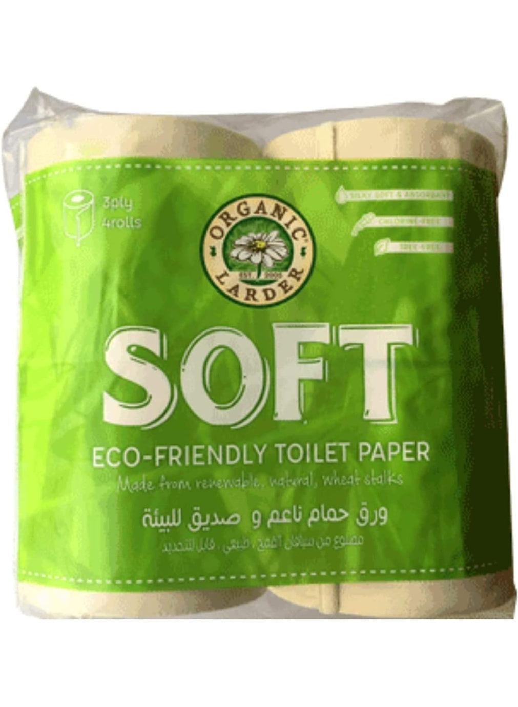 chlorine tree, chlorine tree free, eco friendly, natural wheat, organic larder, paper chlorine, paper chlorine tree, ply soft, ply soft toilet, renewable natural, soft toilet, soft toilet paper, toilet paper, tree free, wheat stalks