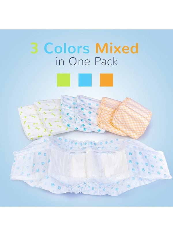 Pet Soft Disposable Male Dog Wraps - 12 Pieces
