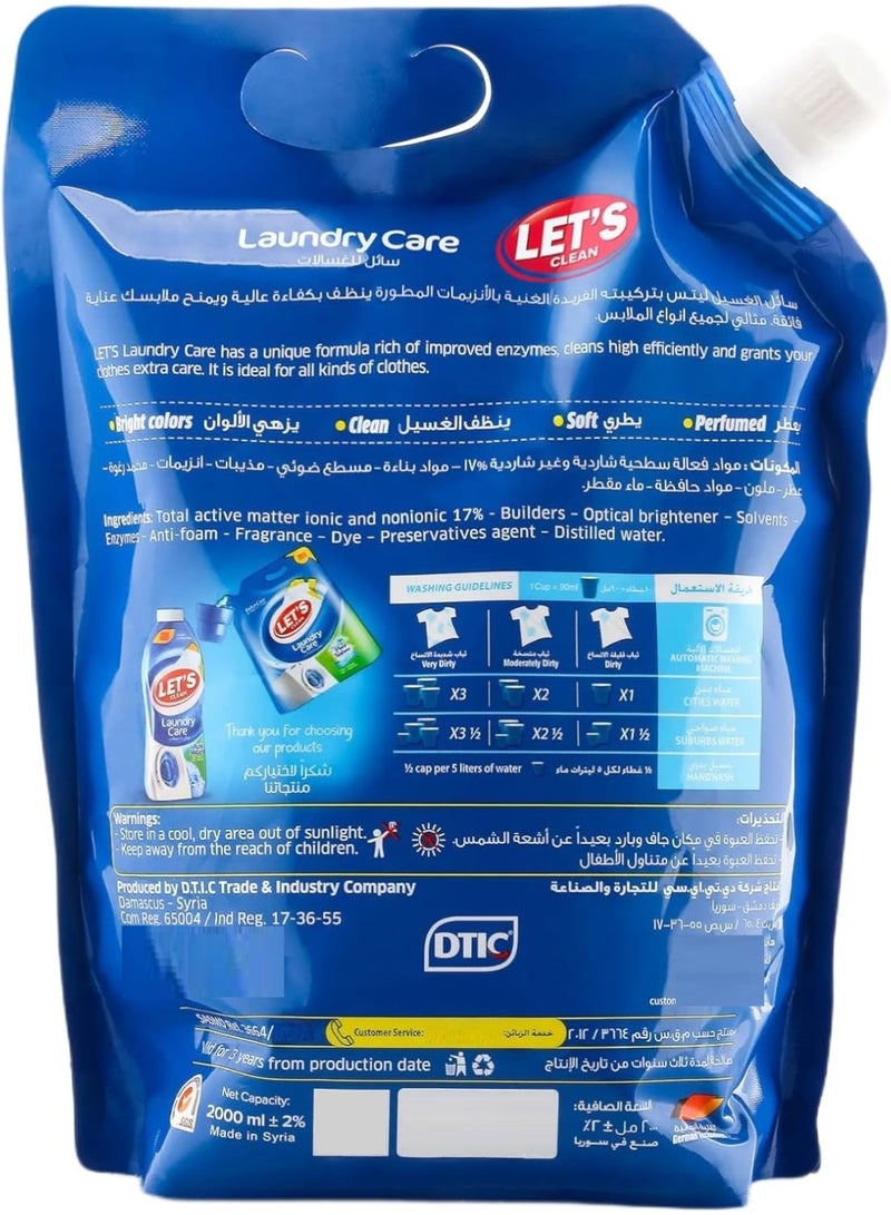 LET'S CLEAN Liquid Detergent 2L - Premium Care