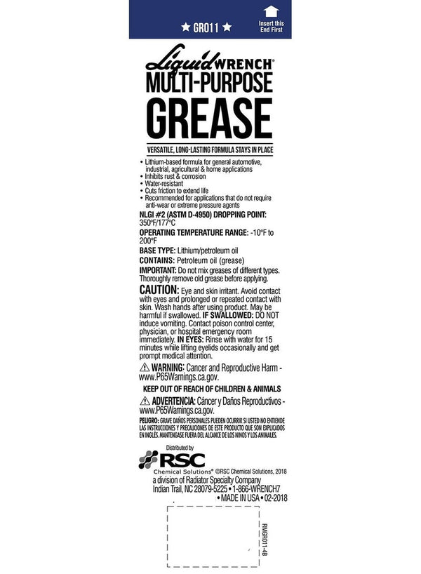 LIQUID WRENCH Multi-Purpose Grease 396G