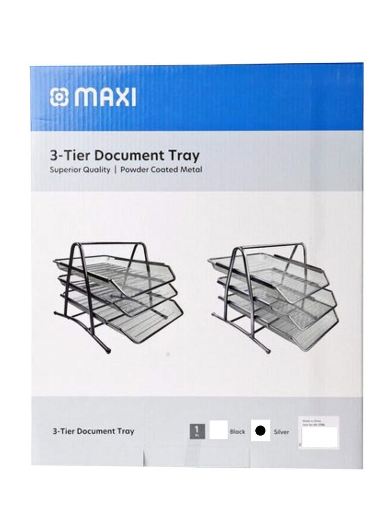 Maxi 3-Tier Mesh Document Tray Silver
