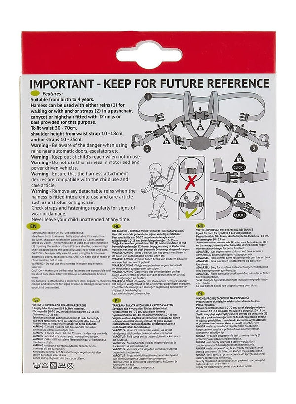 Clippasafe Baby Safety Designer Harness & Reins Pink