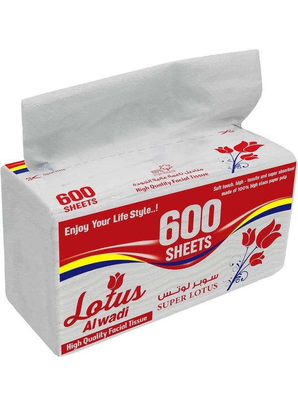 Lotus Alwadi Super Soft Facial Tissue 600 Sheets