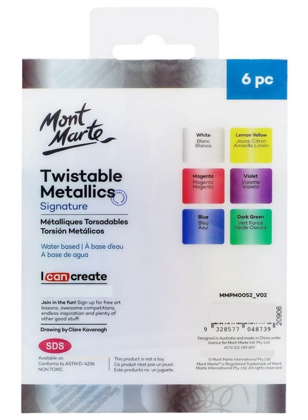 Mont Marte Twistable Metallics Sticks 6 Pc