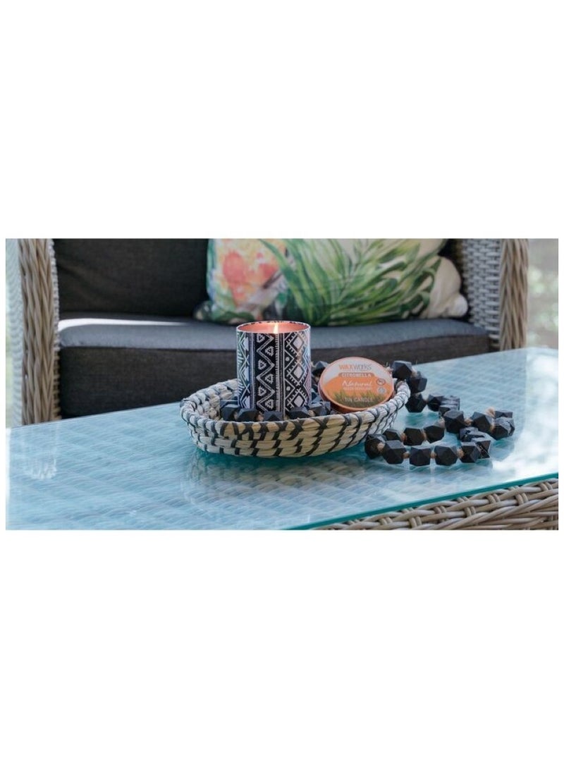 Tribal Tin Citronella Candle - Black & White 10cm