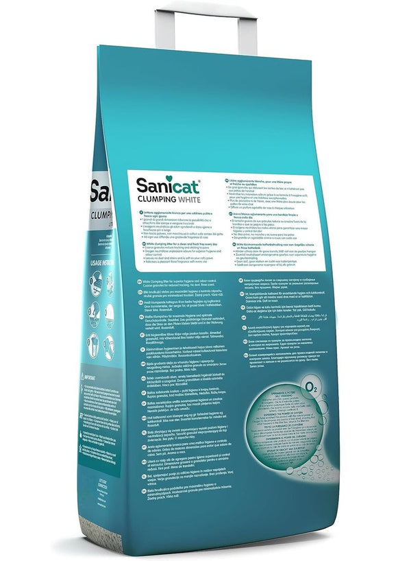 Sanicat White Clumping Cat Litter 8L Rose Petal Scent