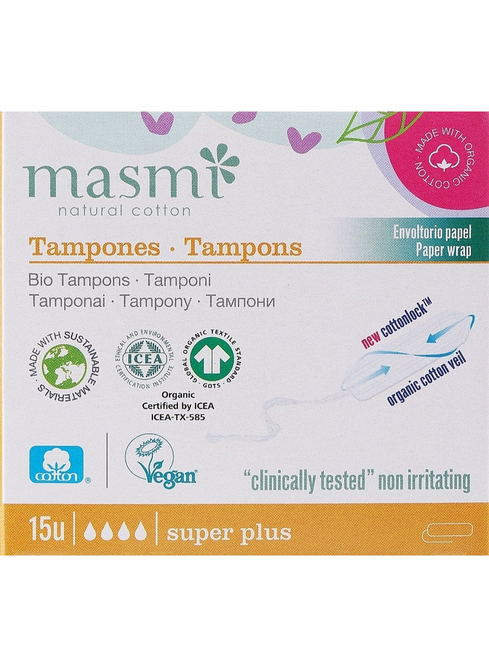 applicator cotton, applicator cotton tampons, cotton, cotton tampons, gentle care, masmi, non applicator, non applicator cotton, organic cotton, organic super, organic super plus, plus non, plus non applicator, super plus, super plus non