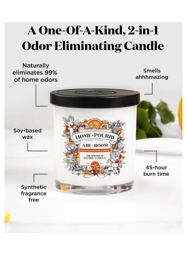 Odor Eliminator Candle Grapefruit Lychee Vanilla HOME~POURRI