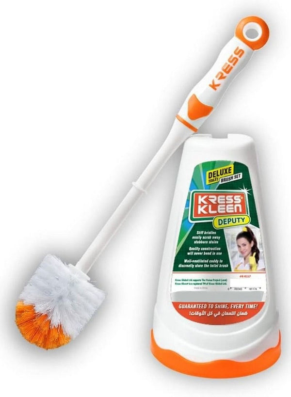 Kress Kleen Deluxe Toilet Brush Set Orange
