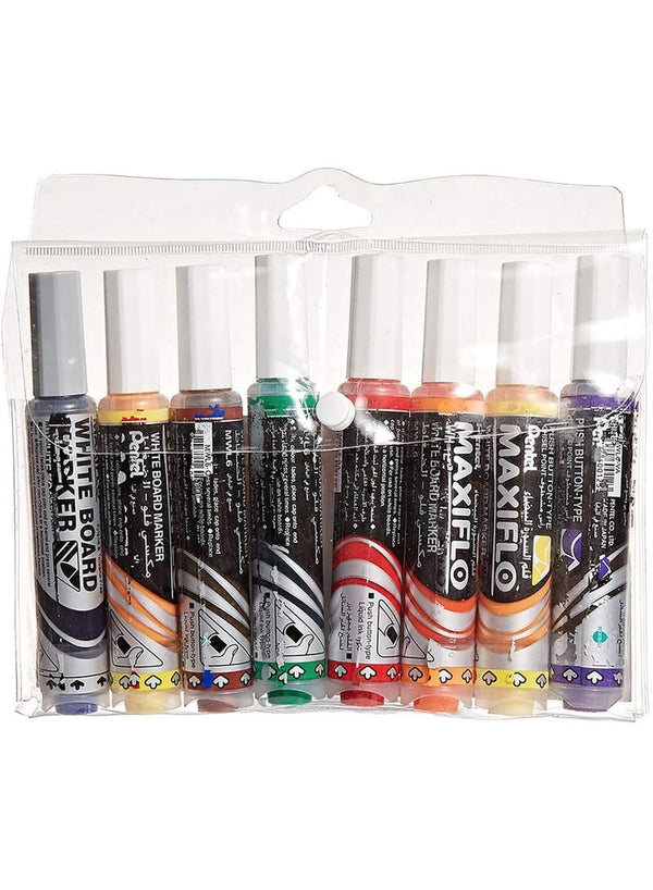 Pentel Maxiflo White Board Marker Chisel Tip Set