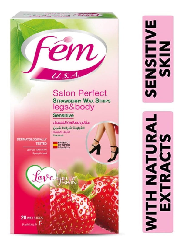 Fem Strawberry Wax Strips for Sensitive Skin