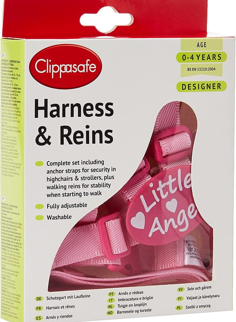 Clippasafe Baby Safety Designer Harness & Reins Pink