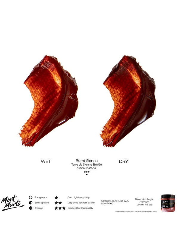 Mont Marte Burnt Sienna Acrylic Paint 250ml