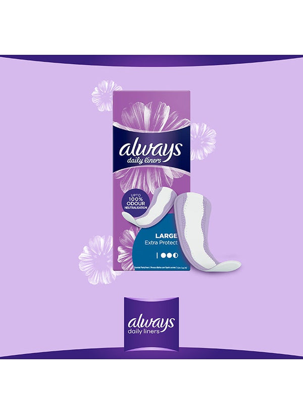 Always Extra Protect Daily Liners, Large Scented