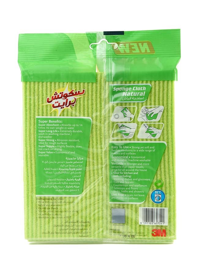 Scotch Brite Sponge Cloth Naturals 3 Pieces Green