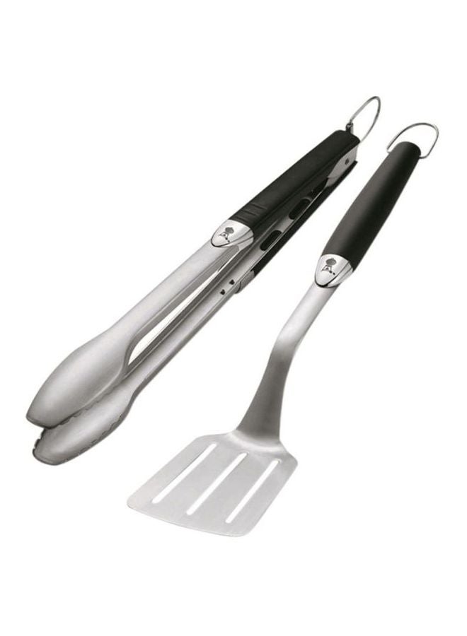 Weber 2-Piece Stainless Steel Grilling Tool Set Silver/Black