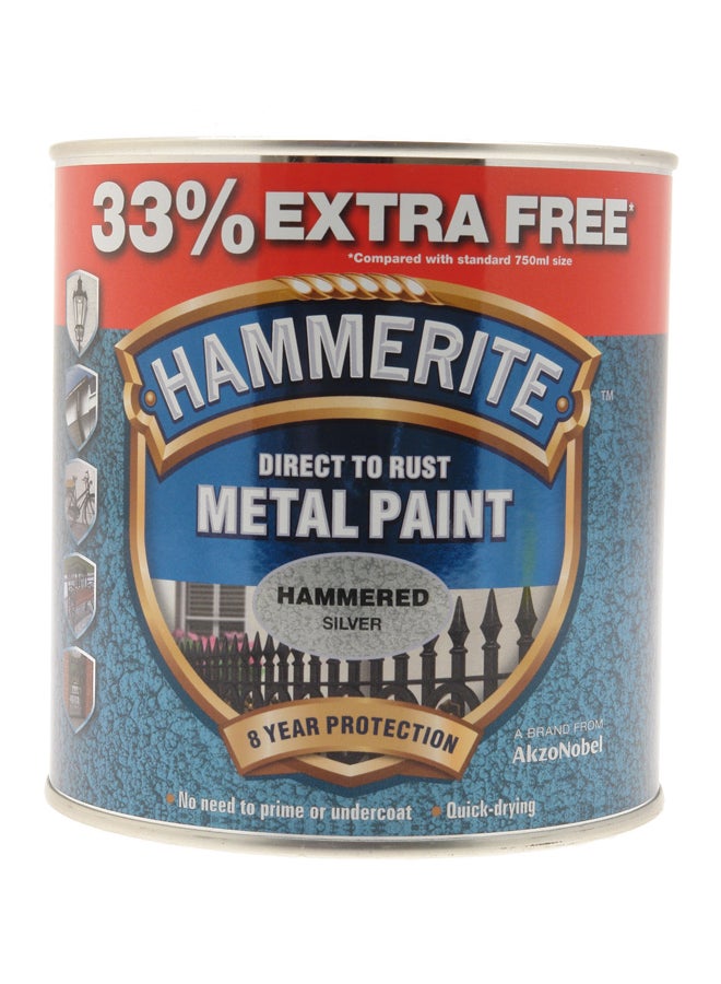 Hammerite Metal Paint Hammered Silver 250ml