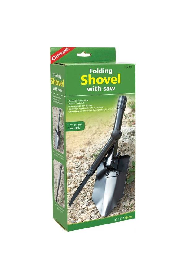 COGHLANS Folding Shovel With Saw - 23 Inch Black
