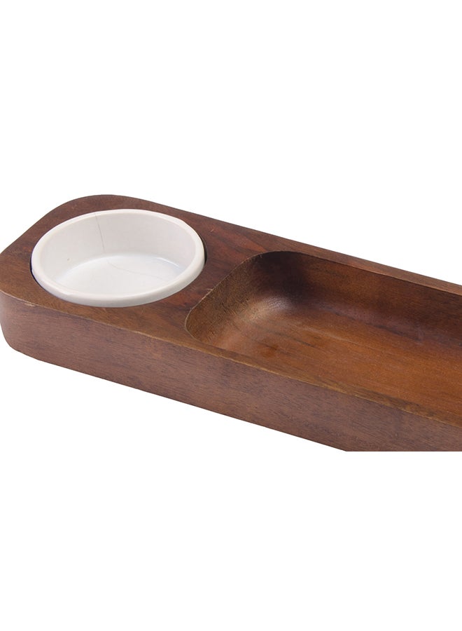 BILLI Wooden Chip and Salsa Tray - Brown/White
