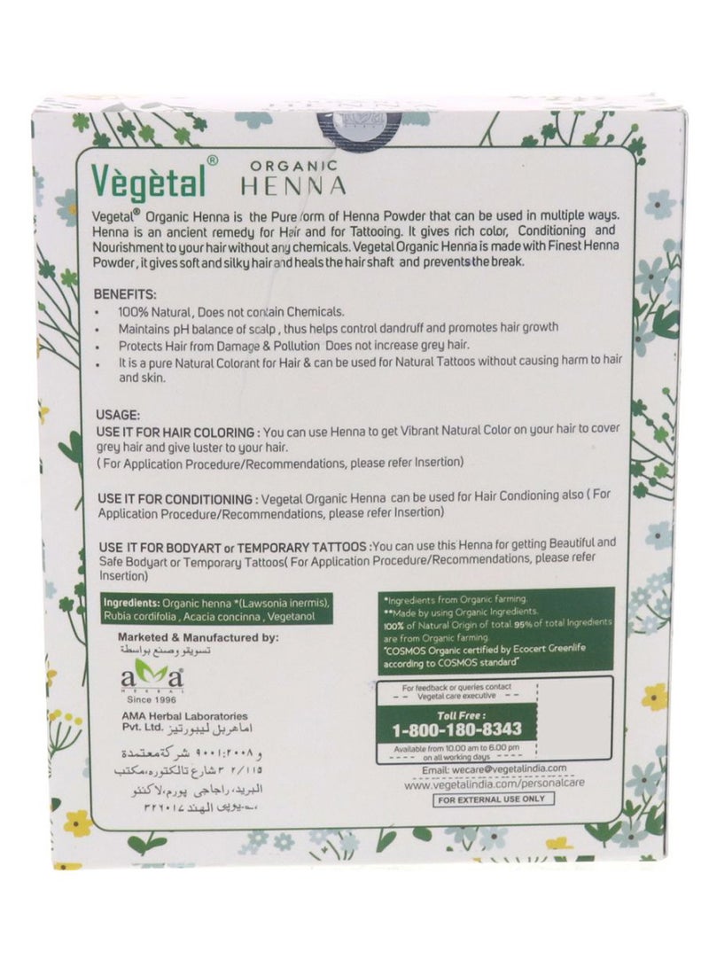 Organic Henna Hair Colour Powder 100g by Vegetal
