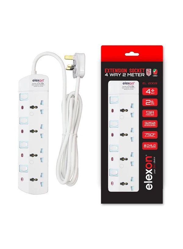 Elexon 4-Way Power Extension Socket White