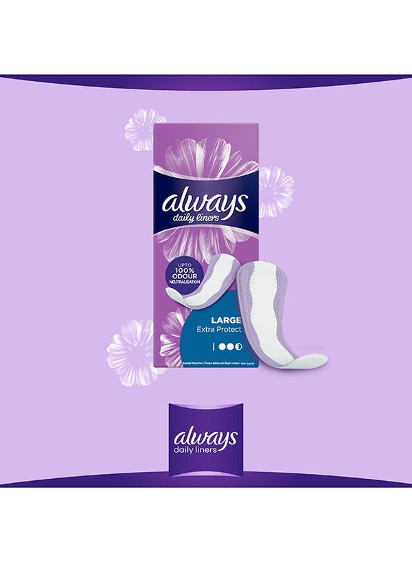 Always Extra Protect Daily Liners, Large, Unscented