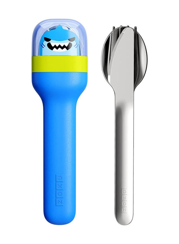 ZOKU 4-Piece Shark Pocket Utensil Set Blue