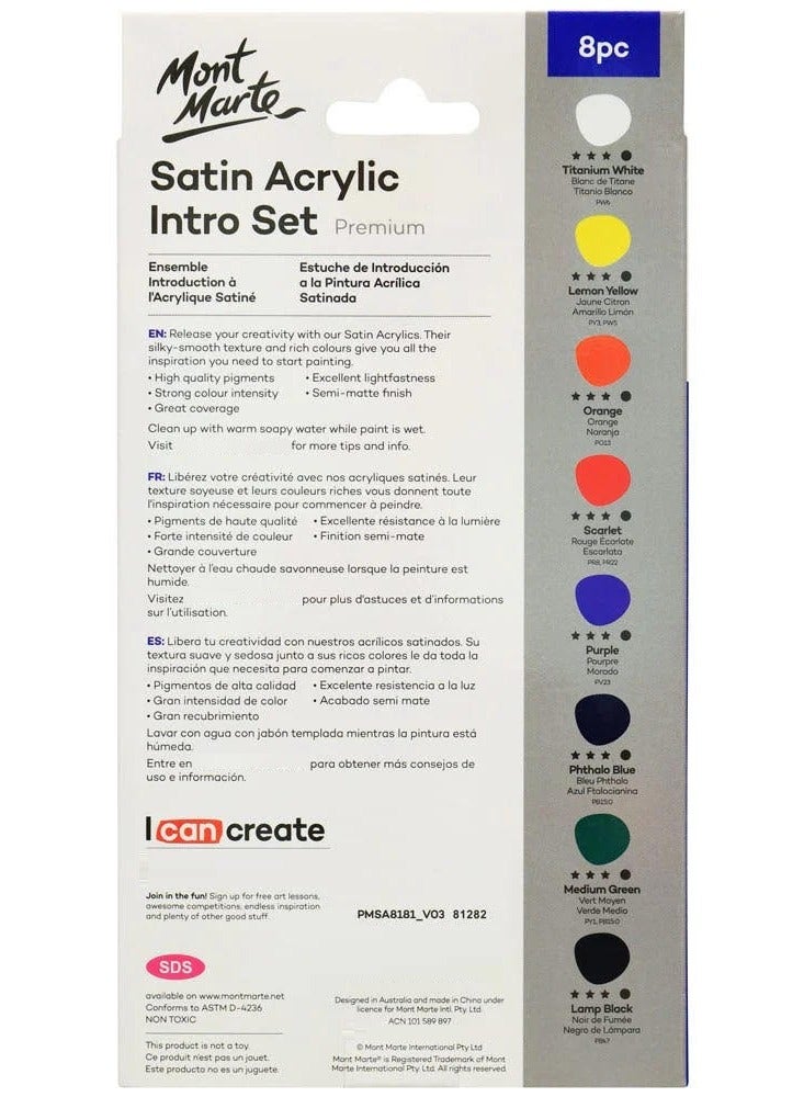 Mont Marte Premium Satin Acrylic Intro Set - 8Pc