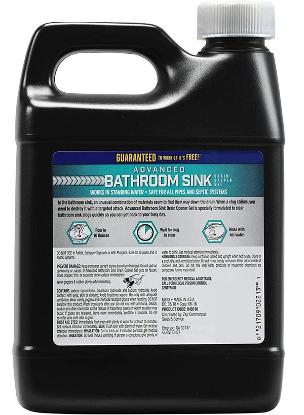 Zep Advanced Bathroom Sink Drain Opener Gel 32 oz