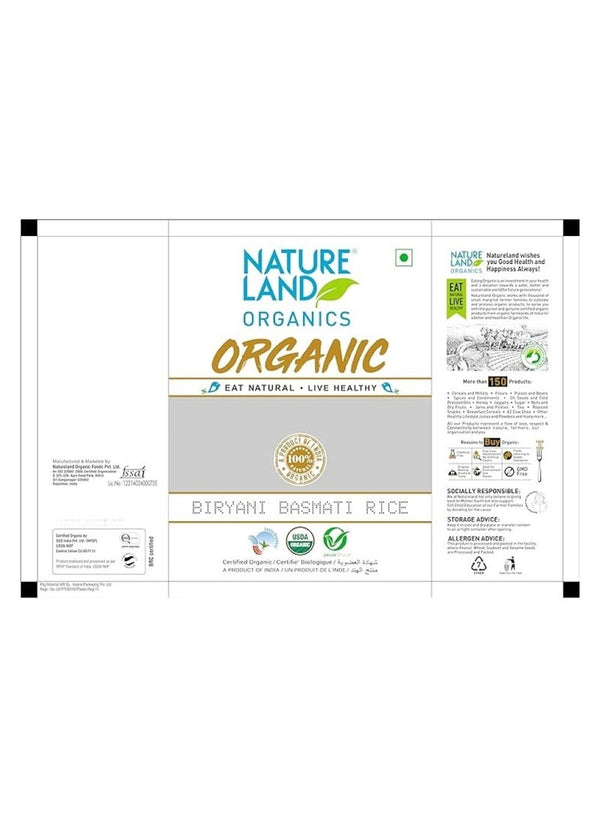 Organic Biryani Basmati Rice 1 Kg - NATURE LAND ORGANICS