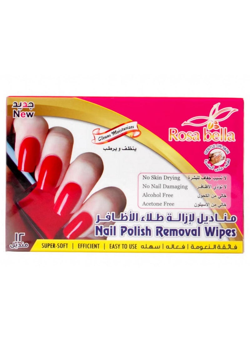 Rosa Bella Nail Polish Removal Wipes 12 pcs