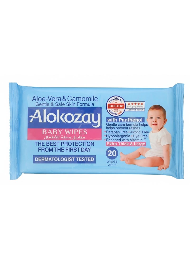 Alokozay Aloe Vera & Camomile Baby Wipes 20 Pcs
