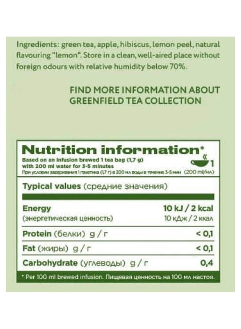 Rich Lemon Green Tea 20 Bags - Greenfield