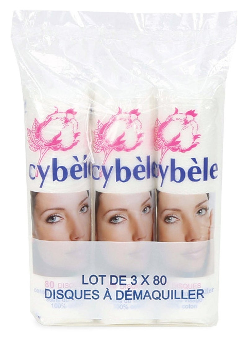 CYBELE Cotton Makeup Pads Value Pack 3 x 80 Pcs