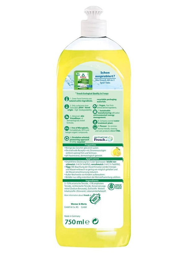 Frosch Dishwashing Liquid Yellow Lemon 750ml