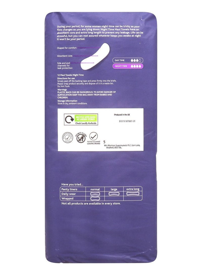 Morrisons Maxi Towels Night Time 12 Pack
