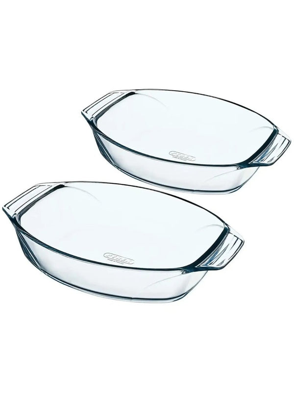 PYREX Oval Roasters Set - 2 Pieces Clear Glass