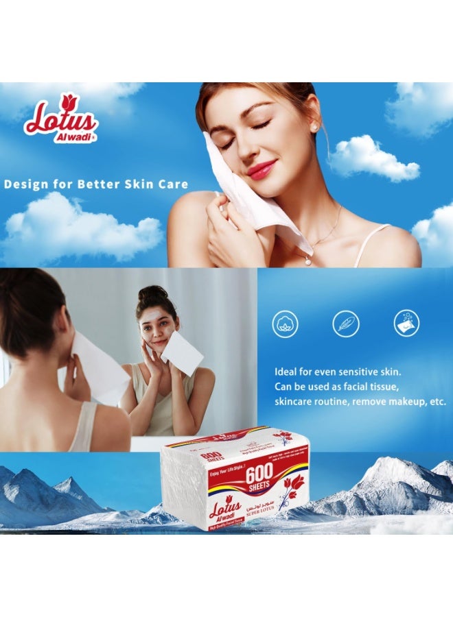 Lotus Alwadi Super Soft Facial Tissue 600 Sheets