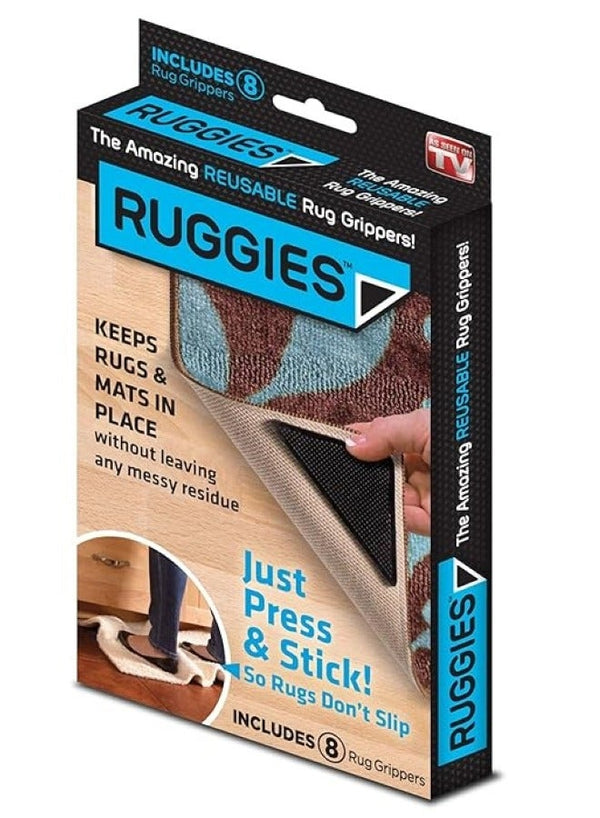 RUGGIES Reusable Rug Grippers - 8 Pieces Pack