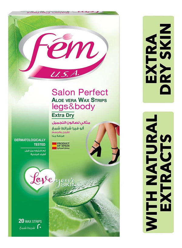 Fem Aloe Vera Wax Strips for Legs & Body